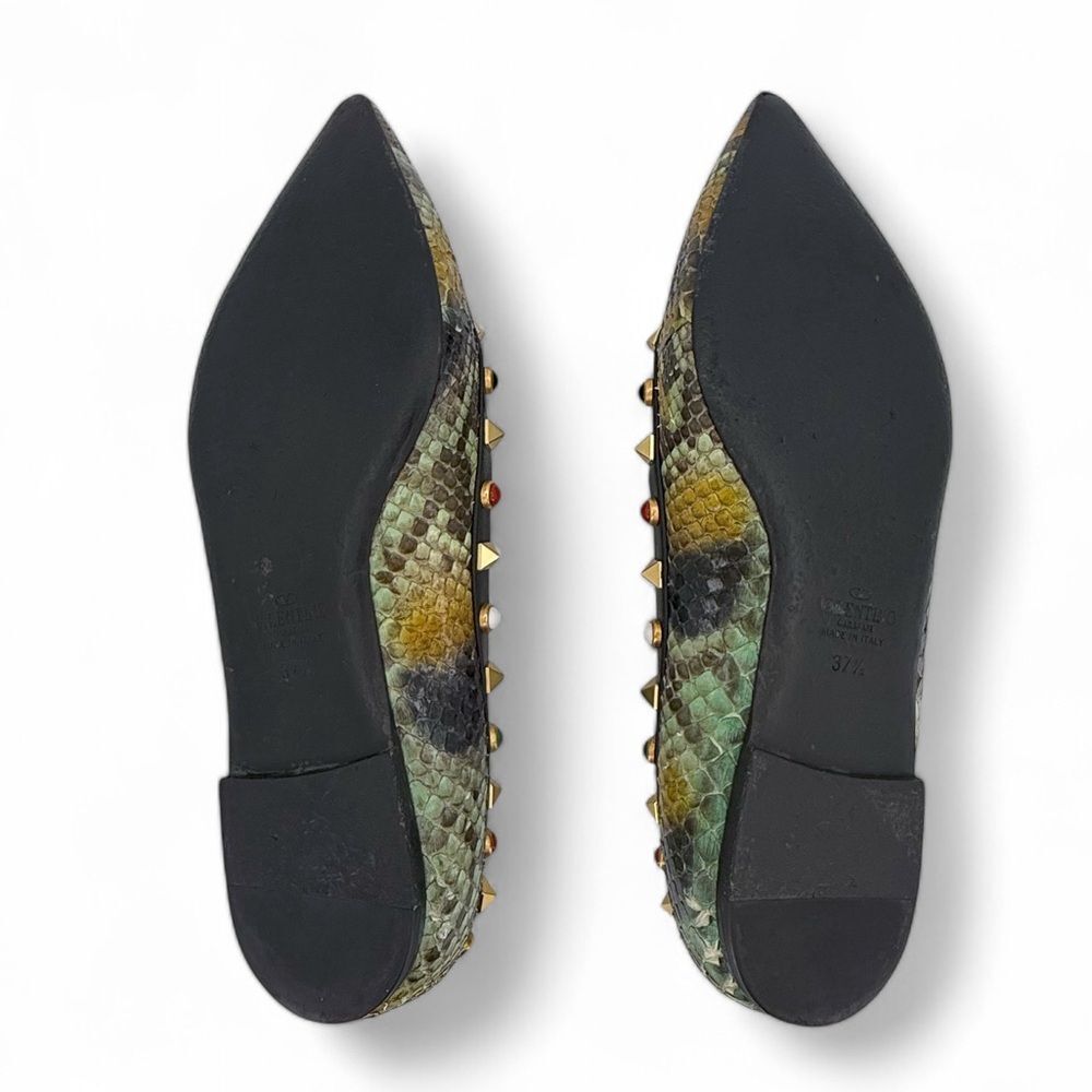 VALENTINO Garavani Rockstud Snakeskin Ballet Flats Size IT37.5 - Picture 9 of 11